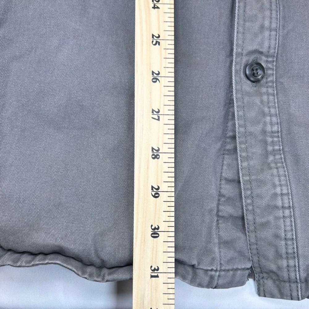 Eddie Bauer‎ Mens Tall Fleece Lined Cotton Twill Shirt Jacket Grey Stripe TL